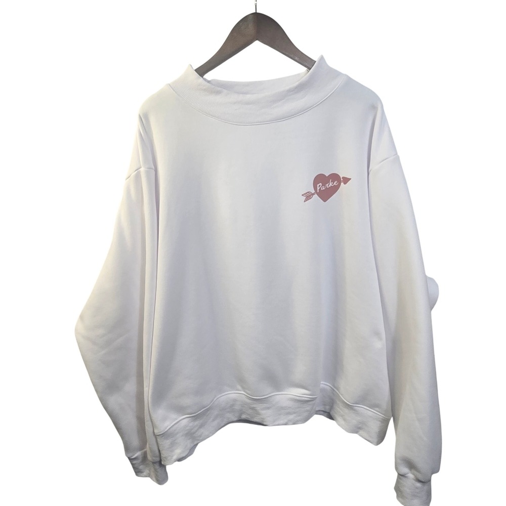 Parke‎ Sweatshirt Womens XXL White Heart Arrow Oversized Crewneck Pullover